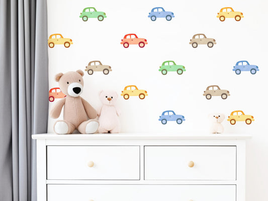Car Wall Stickers, Vintage Car Nursery Decor, Baby Boy Bedroom Wall Decals, Peel and Stick Kids Room Wall Art