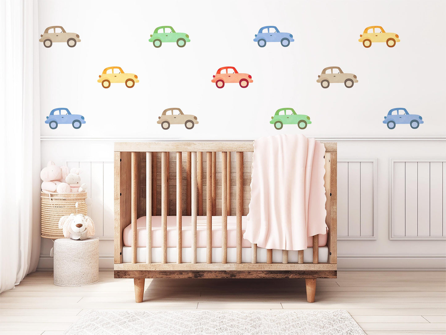 Car Wall Stickers, Vintage Car Nursery Decor, Baby Boy Bedroom Wall Decals, Peel and Stick Kids Room Wall Art