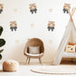 Bear Bow Wall Stickers, Teddy Bear Nursery Decor, Heart Wall Decals, Peel and Stick Neutral Baby Room Wall Art