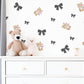 Bear Wall Stickers, Girl Nursery Decor, Bow and Flower Wall Decals, Peel and Stick Baby Girl Room Wall Art