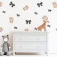 Bear Wall Stickers, Girl Nursery Decor, Bow and Flower Wall Decals, Peel and Stick Baby Girl Room Wall Art