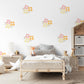 Retro Flower Wall Stickers, 70s Floral Nursery Decor, Pink Yellow Wall Decals, Peel and Stick Kids Room Wall Art