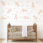 Blush Flower Wall Stickers, Coral Floral Nursery Decor, Polka Dot Wall Decals, Peel and Stick Girl Room Wall Art