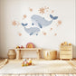 Boho Whale Wall Stickers, Mama and Baby Whale Decor, Ocean Nursery Wall Decals, Peel and Stick Nursery Wall Art