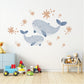 Boho Whale Wall Stickers, Mama and Baby Whale Decor, Ocean Nursery Wall Decals, Peel and Stick Nursery Wall Art