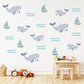 Sailboat Wall Stickers, Nautical Nursery Decor, Whale and Wave Wall Decals, Peel and Stick Boy Nursery Wall Art