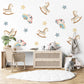 Rocking Horse Wall Stickers, Wooden Toy Nursery Decor, Star Wall Decals, Peel and Stick Nursery Wall Art