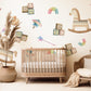 Vintage Toy Wall Stickers, ABC Blocks Nursery Decor, Toy Box Wall Decals, Peel and Stick Nursery Wall Art