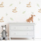Boho Rocking Horse Wall Stickers, Sage Leaf Nursery Decor, Feather Wall Decals, Peel and Stick Nursery Wall Art