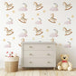 Rocking Horse Wall Stickers, Moon and Stars Nursery Decor, Pink Cloud Wall Decals, Peel and Stick Nursery Wall Art