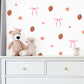 Strawberry Bow Wall Decals Nursery Peel and Stick Wall Stickers Pink Floral Baby Girl Bedroom Boho Wall Decor Removable