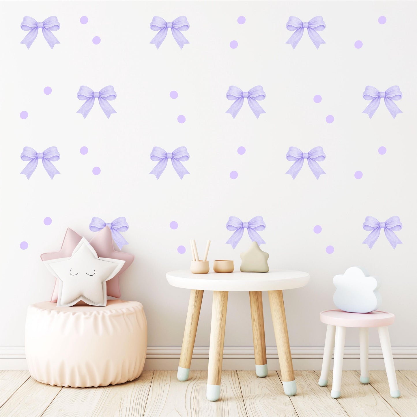 Purple Bow Wall Decals Nursery Peel and Stick Wall Stickers Lavender Baby Girl Bedroom Decor Boho Removable Wall Decor