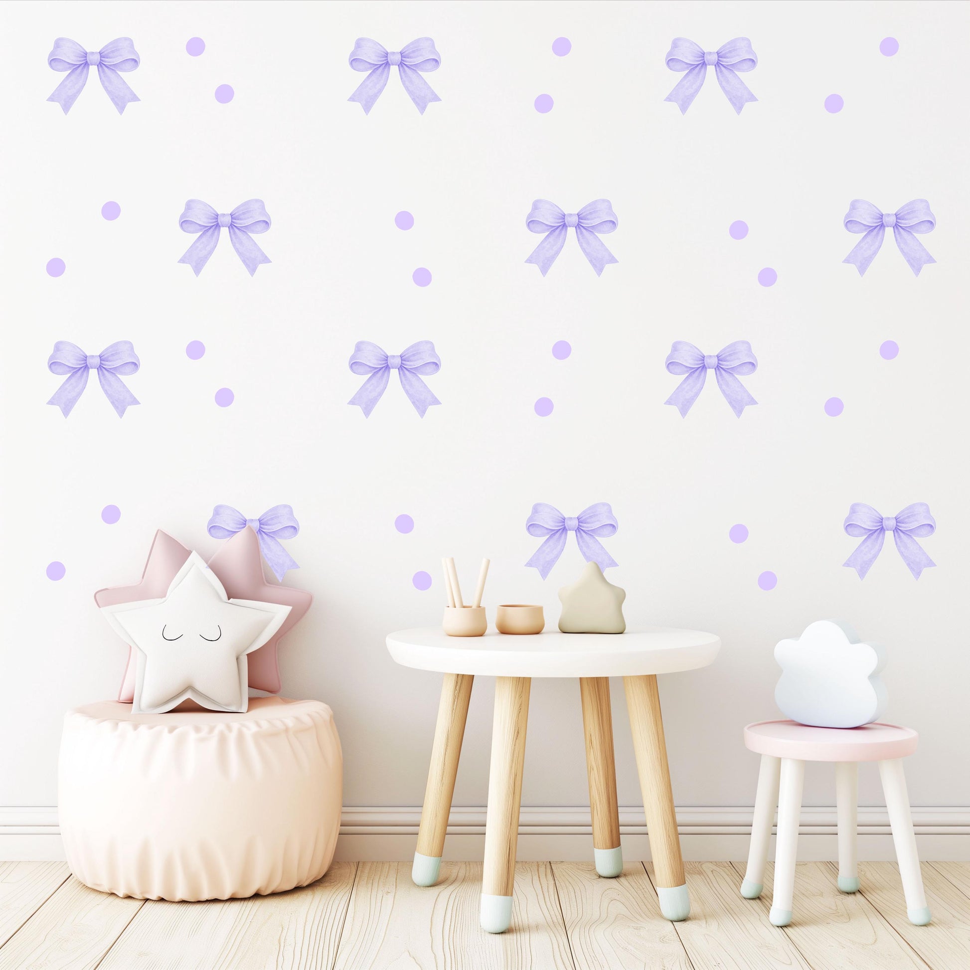 Purple Bow Wall Decals Nursery Peel and Stick Wall Stickers Lavender Baby Girl Bedroom Decor Boho Removable Wall Decor