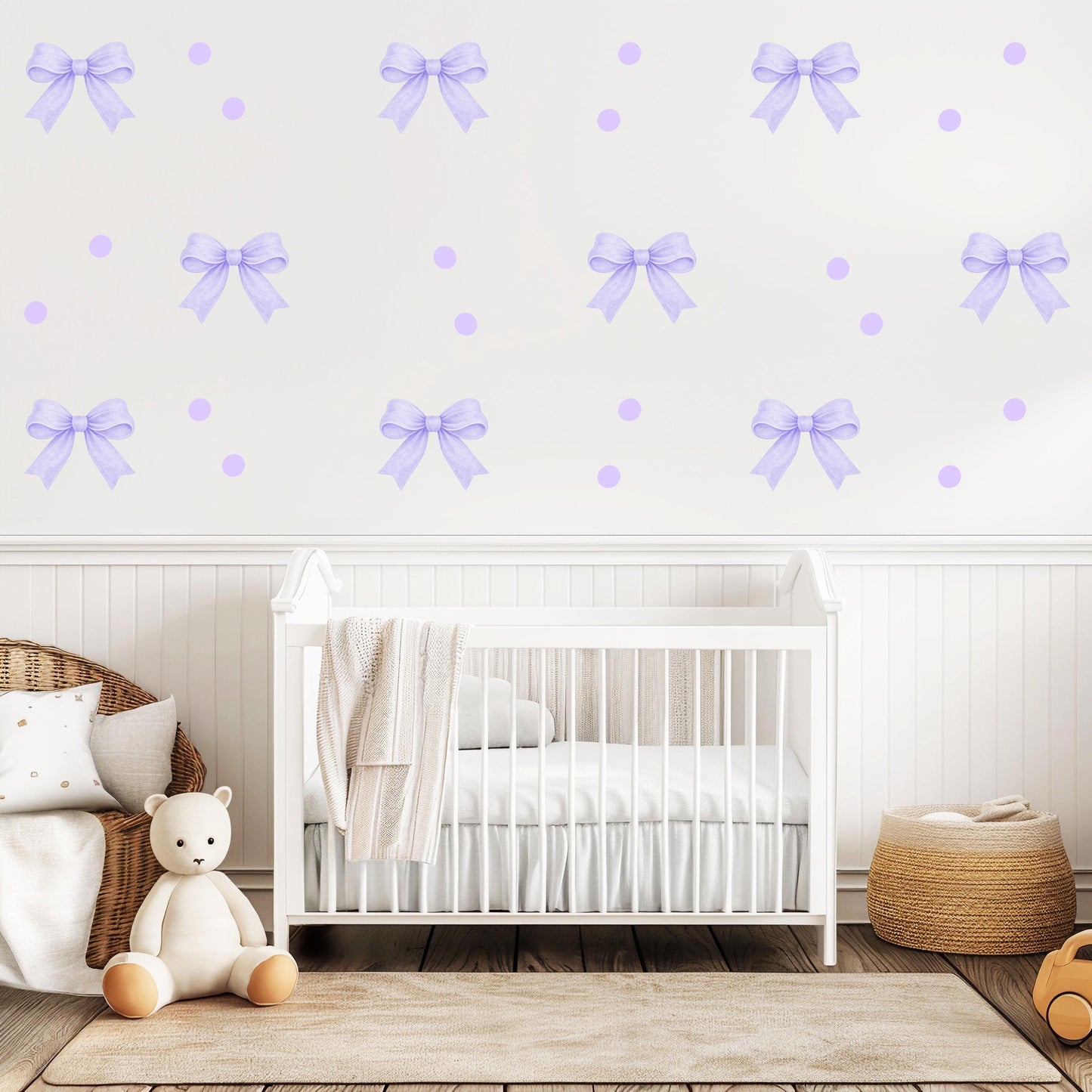 Purple Bow Wall Decals Nursery Peel and Stick Wall Stickers Lavender Baby Girl Bedroom Decor Boho Removable Wall Decor