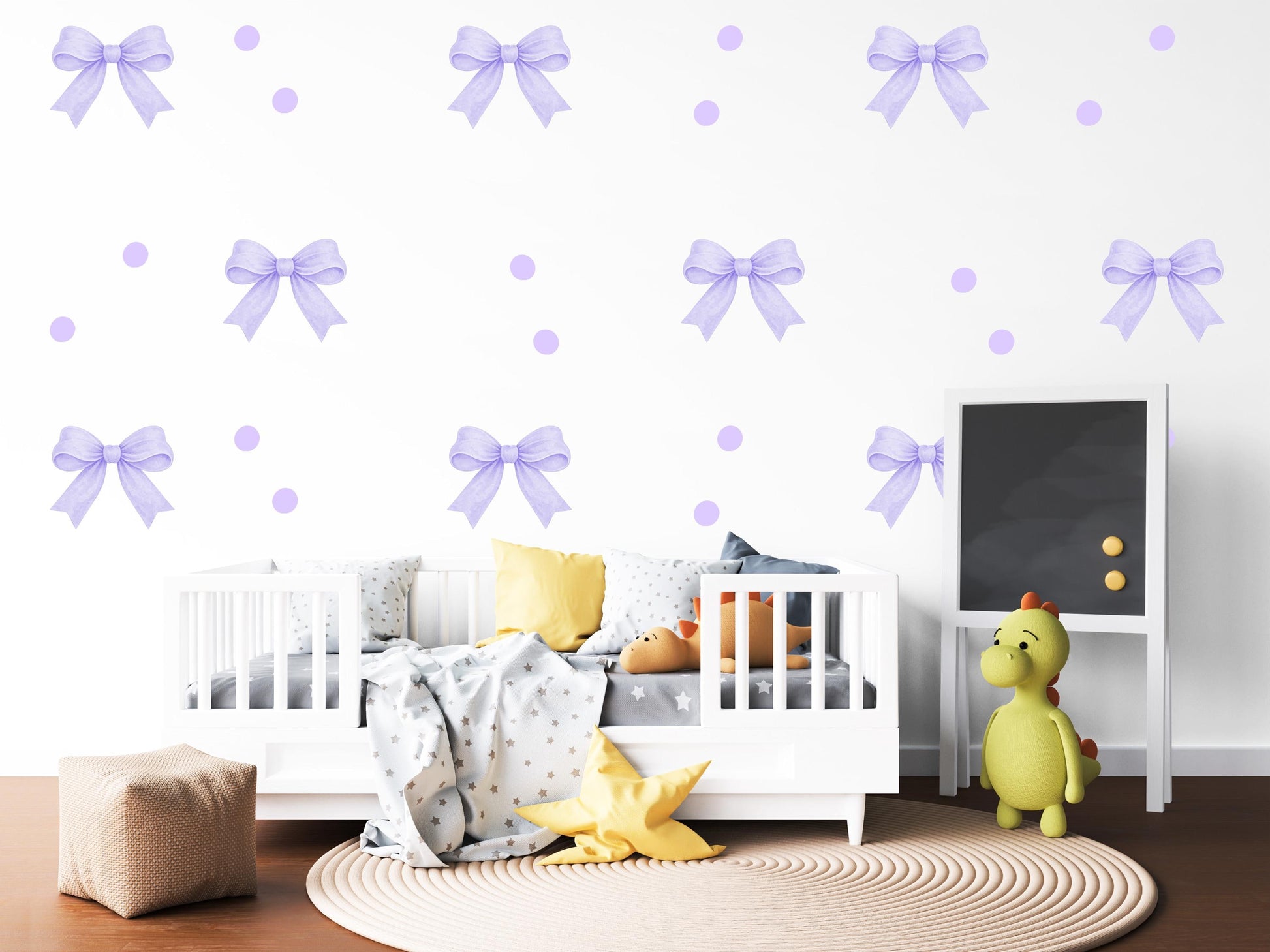 Purple Bow Wall Decals Nursery Peel and Stick Wall Stickers Lavender Baby Girl Bedroom Decor Boho Removable Wall Decor