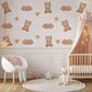 Teddy Bear Wall Stickers, Neutral Nursery Decor, Sleepy Bear Star Kids Room Wall Decals, Baby Room Decor, Peel and Stick Wall Art