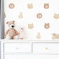 Animal Wall Stickers, Cute Animal Face Nursery Decor, Lion Bear Bunny Cat Kids Room Wall Decals, Neutral Baby Room Decor, Peel and Stick