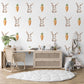 Bunny Wall Stickers, Watercolor Rabbit & Carrot Nursery Decor, Neutral Kids Room Wall Decals, Peel and Stick Baby Room Wall Art