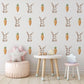 Bunny Wall Stickers, Watercolor Rabbit & Carrot Nursery Decor, Neutral Kids Room Wall Decals, Peel and Stick Baby Room Wall Art