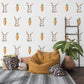 Bunny Wall Stickers, Watercolor Rabbit & Carrot Nursery Decor, Neutral Kids Room Wall Decals, Peel and Stick Baby Room Wall Art