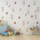 Storybook Bunny Wall Stickers, Strawberry & Carrot Nursery Decor, Baby Girl Bedroom Wall Decals, Peel and Stick Woodland Art