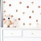 Mushroom Wallpaper Wall Stickers, Ditsy Toadstool Pattern Nursery Decor, Neutral Kids Room Decals, Peel and Stick Wall Art