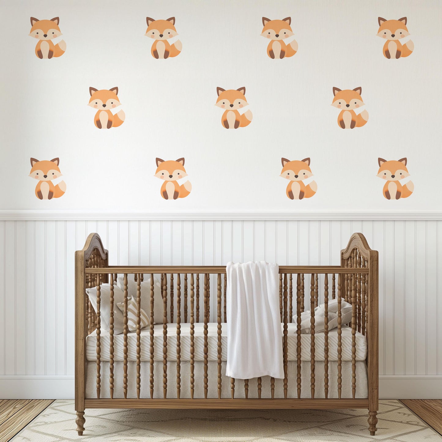 Fox Wall Stickers, Woodland Nursery Decor, Neutral Kids Room Wall Decals, Peel and Stick Baby Boy Nursery Wall Art