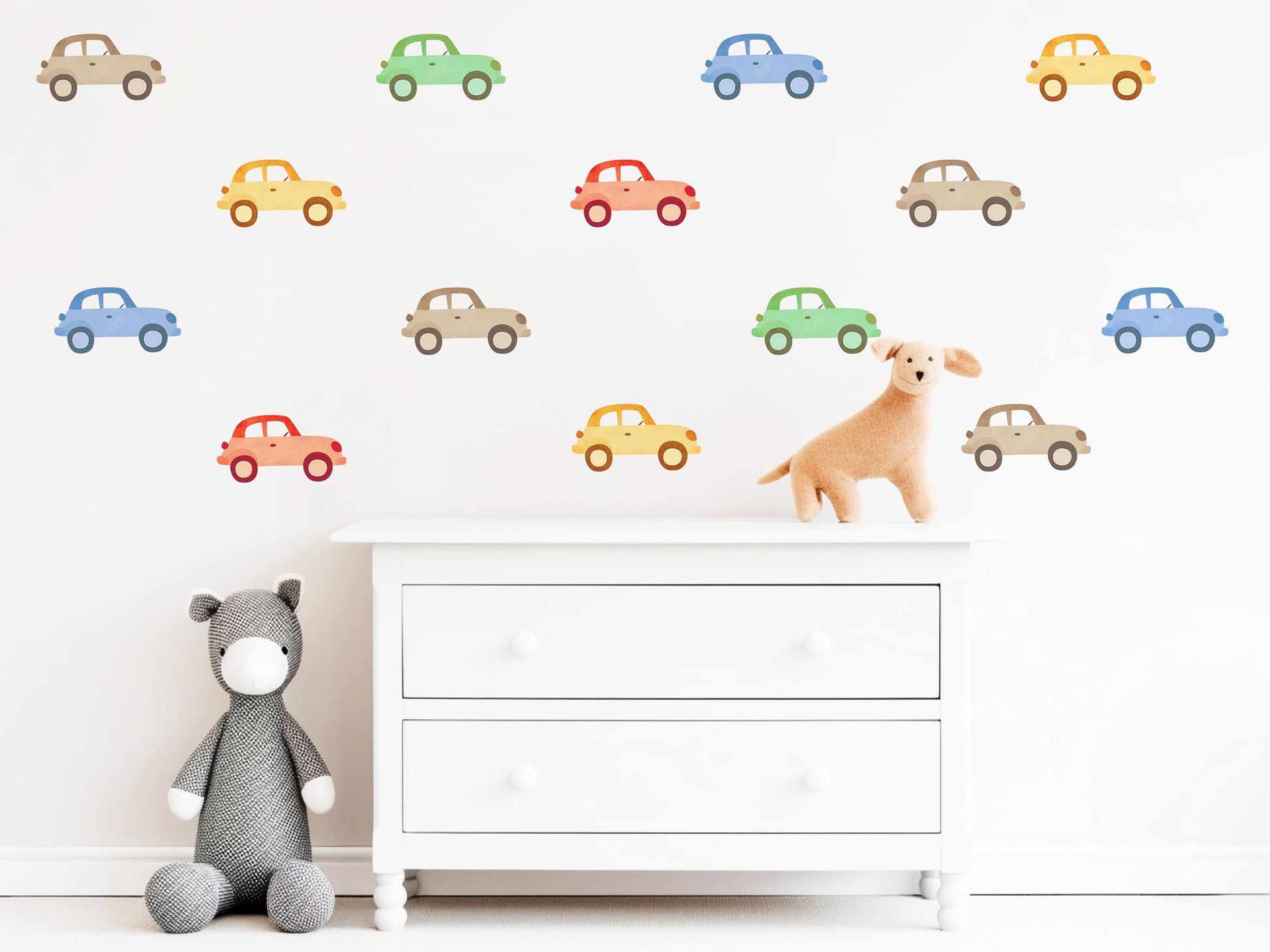 Car Wall Stickers, Vintage Car Nursery Decor, Baby Boy Bedroom Wall Decals, Peel and Stick Kids Room Wall Art