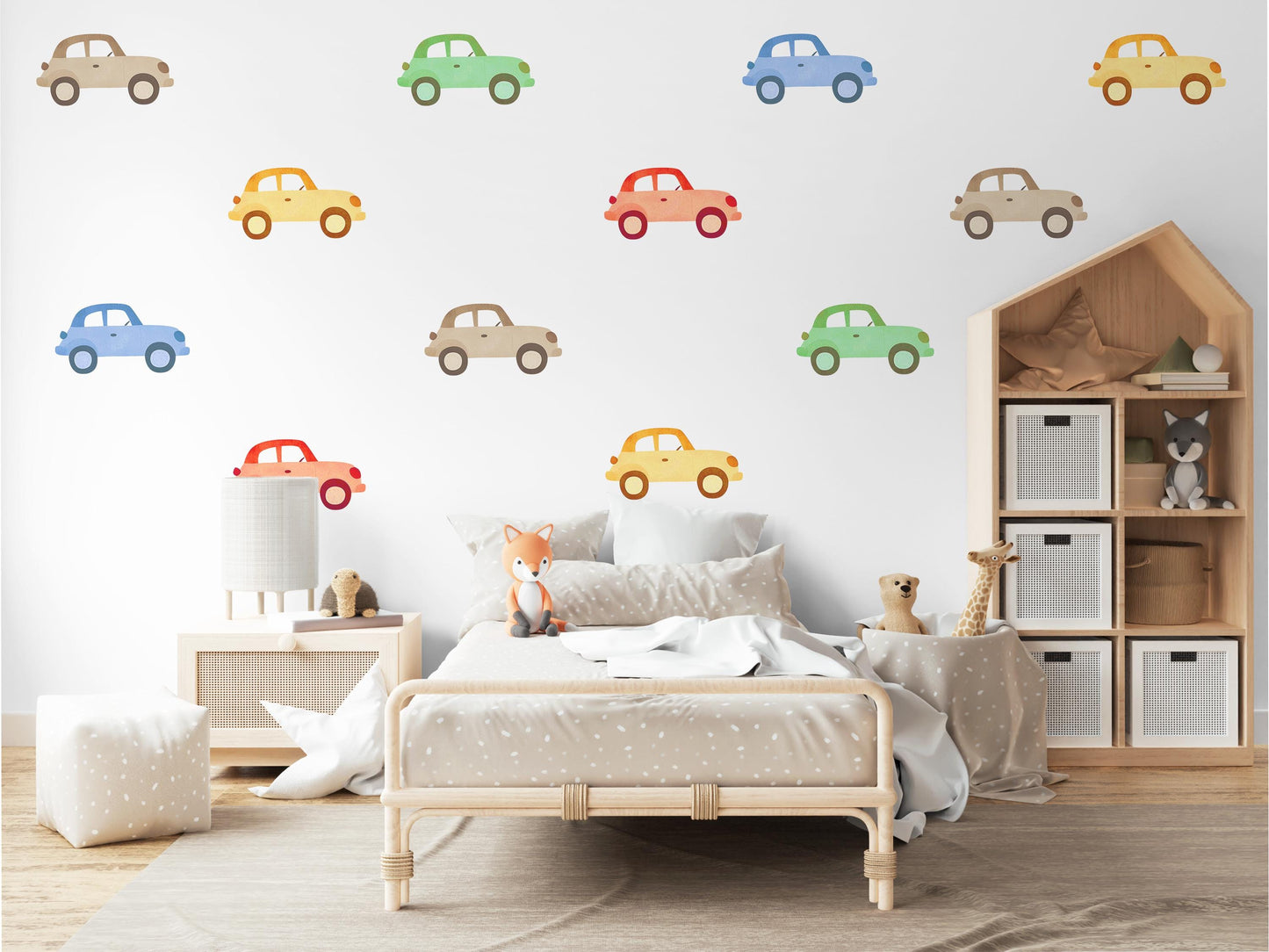 Car Wall Stickers, Vintage Car Nursery Decor, Baby Boy Bedroom Wall Decals, Peel and Stick Kids Room Wall Art