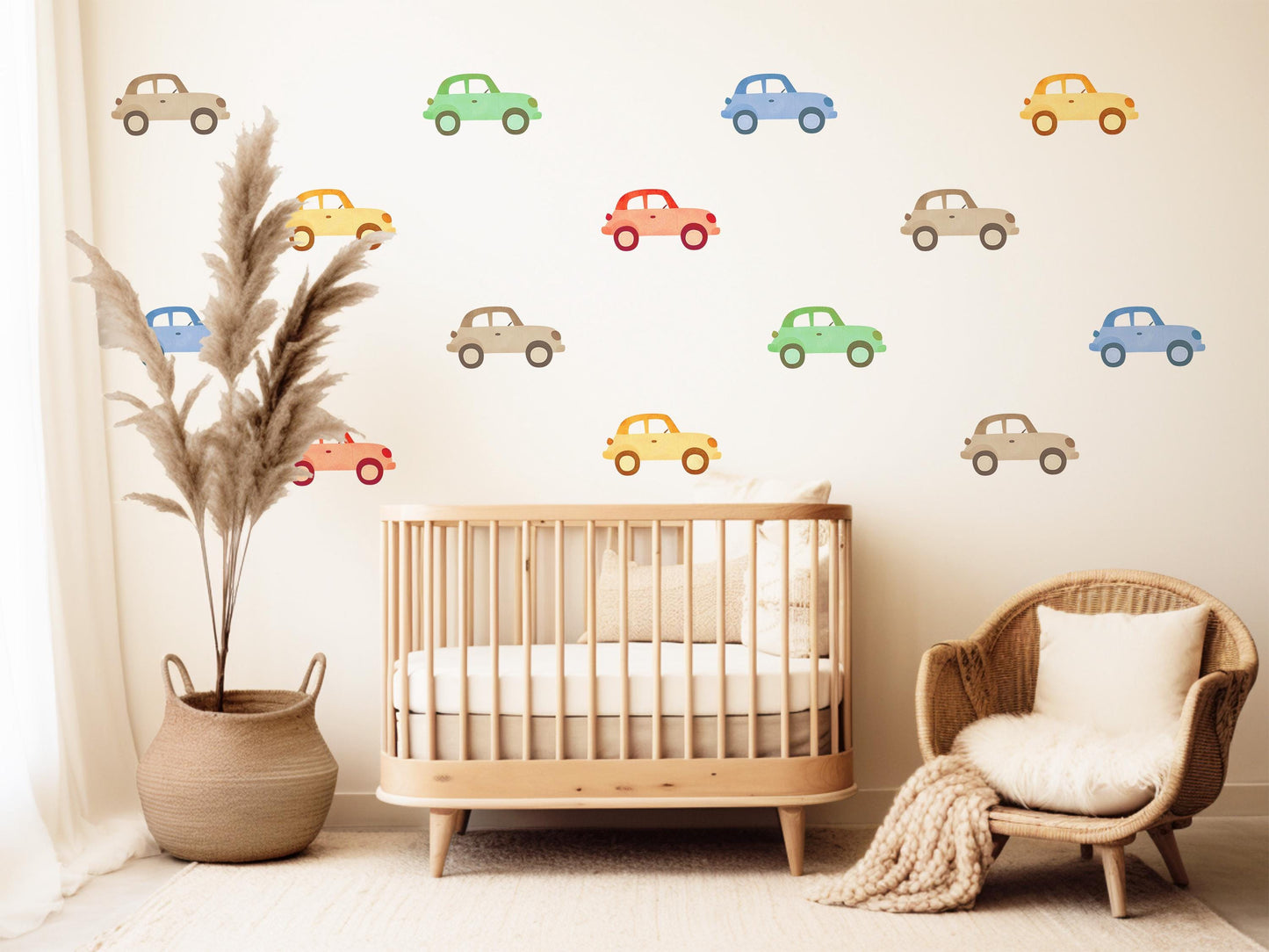 Car Wall Stickers, Vintage Car Nursery Decor, Baby Boy Bedroom Wall Decals, Peel and Stick Kids Room Wall Art