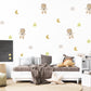 Teddy Bear Astronaut Wall Stickers, Sleepy Bear Nursery Decor, Moon and Stars Wall Decals, Peel and Stick Neutral Kids Room Art