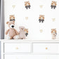 Bear Bow Wall Stickers, Teddy Bear Nursery Decor, Heart Wall Decals, Peel and Stick Neutral Baby Room Wall Art
