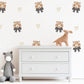 Bear Bow Wall Stickers, Teddy Bear Nursery Decor, Heart Wall Decals, Peel and Stick Neutral Baby Room Wall Art