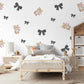 Bear Wall Stickers, Girl Nursery Decor, Bow and Flower Wall Decals, Peel and Stick Baby Girl Room Wall Art
