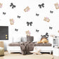 Bear Wall Stickers, Girl Nursery Decor, Bow and Flower Wall Decals, Peel and Stick Baby Girl Room Wall Art