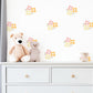 Retro Flower Wall Stickers, 70s Floral Nursery Decor, Pink Yellow Wall Decals, Peel and Stick Kids Room Wall Art
