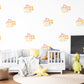 Retro Flower Wall Stickers, 70s Floral Nursery Decor, Pink Yellow Wall Decals, Peel and Stick Kids Room Wall Art
