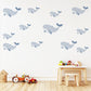 Whale Wall Stickers, Ocean Nursery Decor, Blue Whale Wall Decals, Peel and Stick Boy Nursery Wall Art
