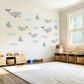 Sailboat Wall Stickers, Nautical Nursery Decor, Whale and Wave Wall Decals, Peel and Stick Boy Nursery Wall Art