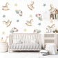 Rocking Horse Wall Stickers, Wooden Toy Nursery Decor, Star Wall Decals, Peel and Stick Nursery Wall Art