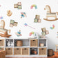 Vintage Toy Wall Stickers, ABC Blocks Nursery Decor, Toy Box Wall Decals, Peel and Stick Nursery Wall Art