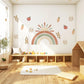 Rainbow Wall Stickers, Boho Bunny Nursery Decor, Sun Carrot Kids Room Wall Decals, Neutral Baby Room Decor, Peel and Stick Wall Art