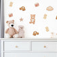 Teddy Bear & Toys Wall Stickers, Neutral Nursery Decor, Toy Car Building Blocks Kids Room Wall Decals, Baby Room Peel and Stick Wall Art