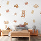 Teddy Bear & Toys Wall Stickers, Neutral Nursery Decor, Toy Car Building Blocks Kids Room Wall Decals, Baby Room Peel and Stick Wall Art
