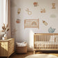 Baby Nursery Wall Stickers, Neutral Nursery Decor, Giraffe Whale Cloud Wall Decals, Kids Room Baby Boy Girl Peel and Stick Wall Art