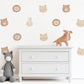Animal Wall Stickers, Cute Animal Face Nursery Decor, Lion Bear Bunny Cat Kids Room Wall Decals, Neutral Baby Room Decor, Peel and Stick