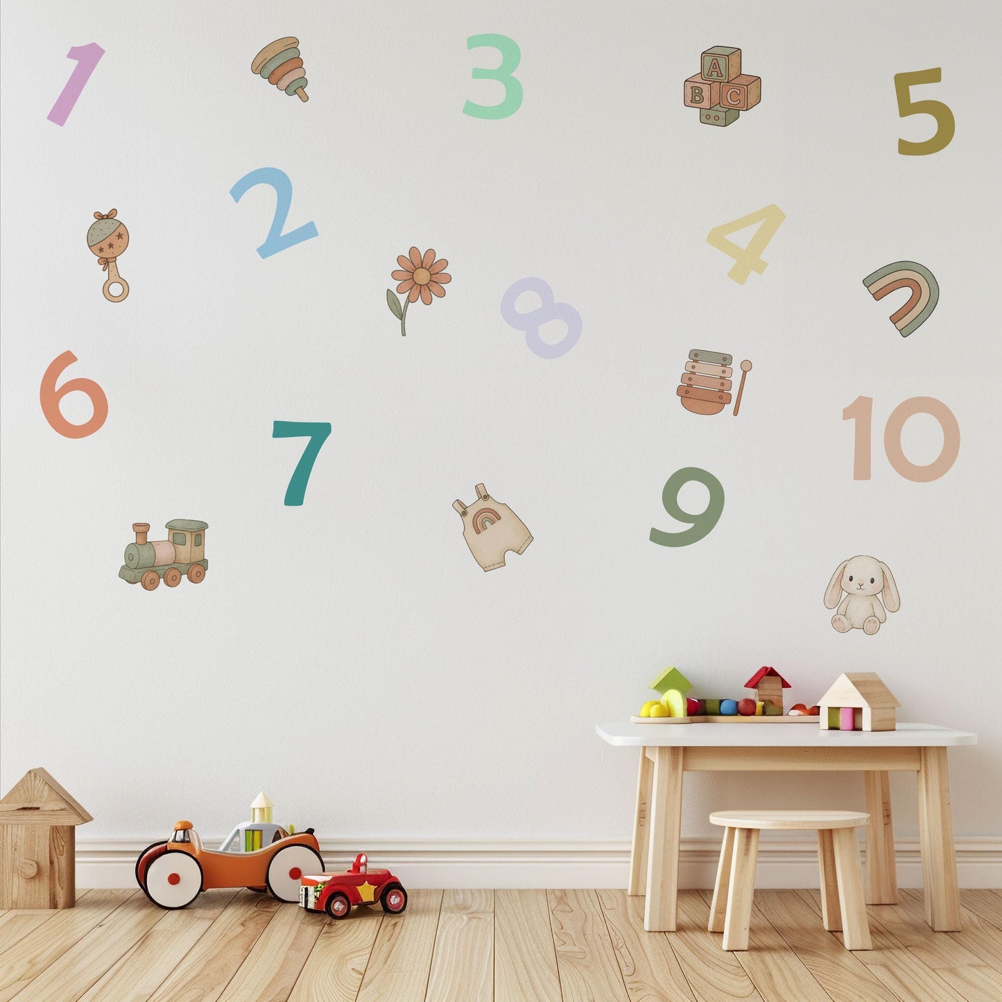Number Wall Stickers, Kids Playroom Decor, 1-10 Educational Numbers Wall Decals, Nursery Toddler Room Learning Peel and Stick Wall Art