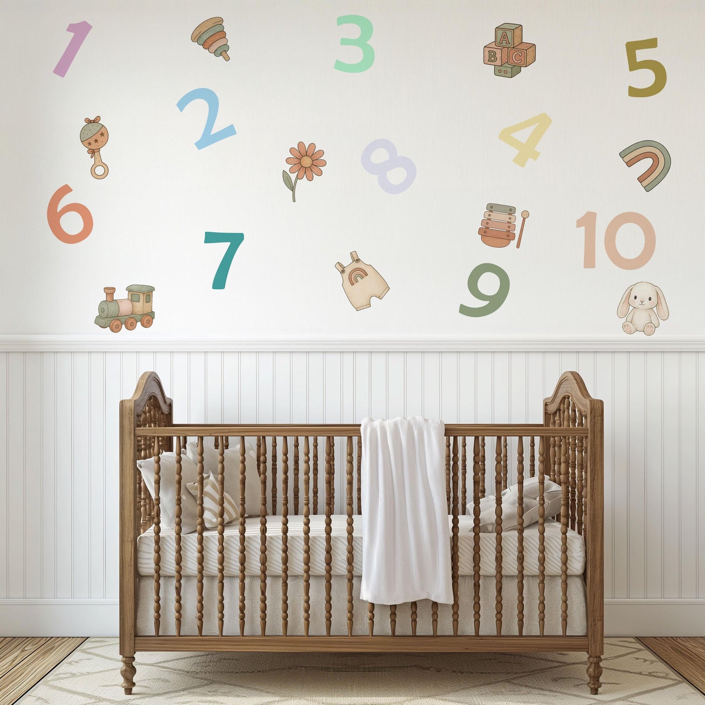 Number Wall Stickers, Kids Playroom Decor, 1-10 Educational Numbers Wall Decals, Nursery Toddler Room Learning Peel and Stick Wall Art