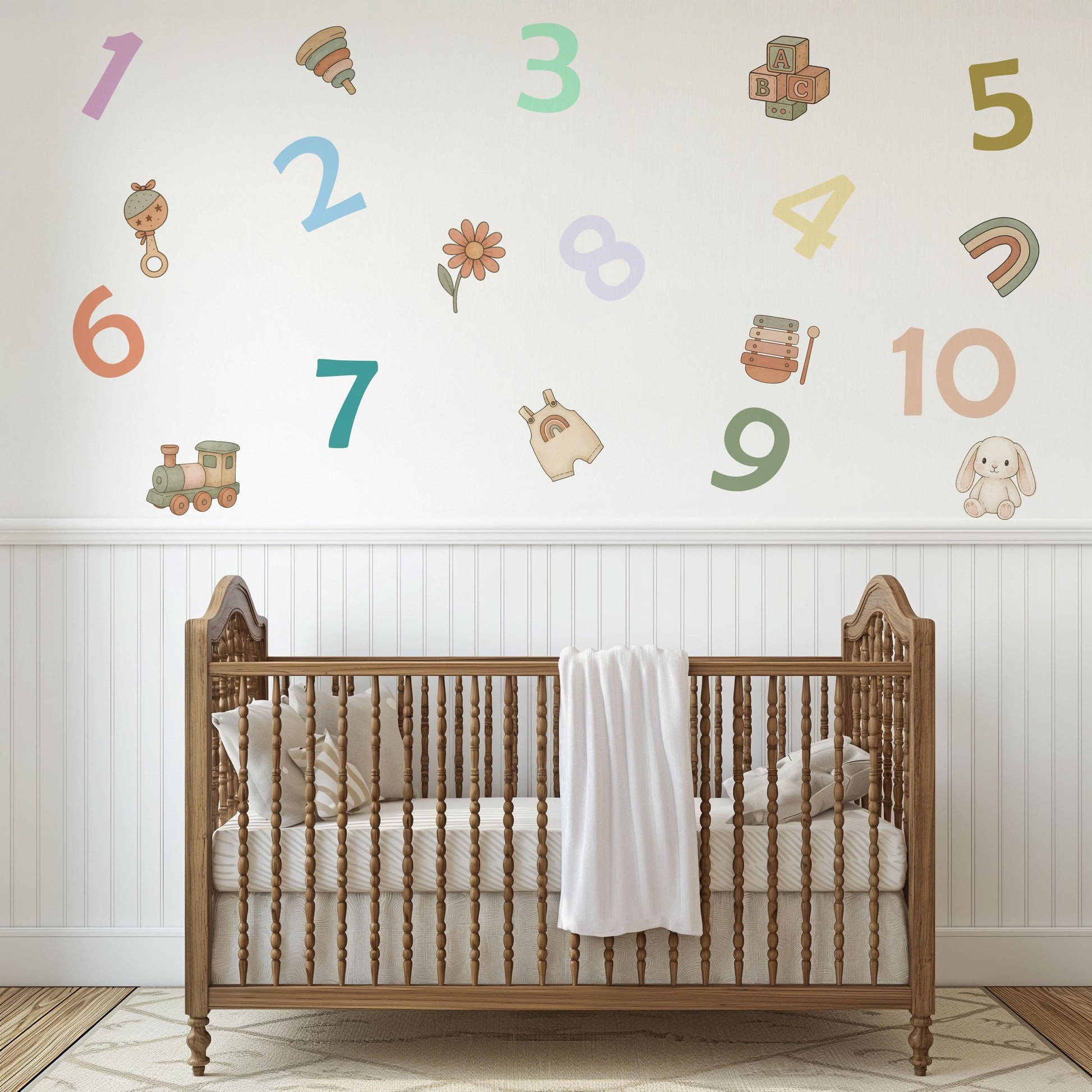 Number Wall Stickers, Kids Playroom Decor, 1-10 Educational Numbers Wall Decals, Nursery Toddler Room Learning Peel and Stick Wall Art