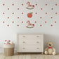 Polka Dot Wall Stickers, Boho Nursery Decor, Rust Red Rocking Horse Wall Decals, Neutral Kids Room Baby Nursery Peel and Stick Wall Art